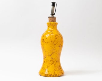 Olivenölflasche, Keramik Ölflasche Essigflasche mit Ausgießer 300 ml Olivenöl Öl Essig - Handarbeit aus Spanien