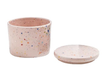 Keramik Behälter mit Deckel, kleine Keksdose Zuckerdose Party Jar ø10cm H: 8cm - handgemachte Keramik aus Portugal