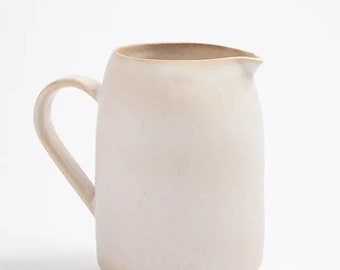 Großer Krug Keramik Kanne Sand Storm 1,6 Liter, Karaffe Höhe 18cm ø19,5cm in Beige Creme für Saft, Wasser als Vase - Keramik aus Portugal