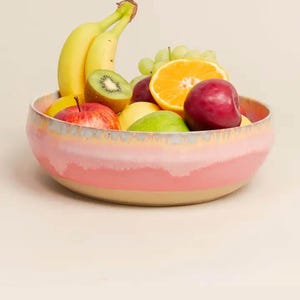 Salatschüssel große Salatschale Schüssel, Obstschale, Keramikschale in Rosa Pink Por do sol ø26cm Geschenk Keramik aus Portugal bild 3