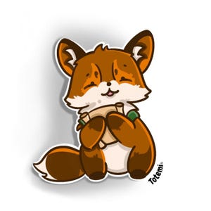 Süßer Fuchs Aufkleber | Fuchs mit Karte & Rucksack | Abenteuer Reise Sticker | Natur-Liebhaber-Geschenk | Wandtattoo Waldtier