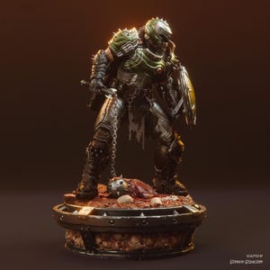 Doom Slayer Statue | Doom: The Dark Ages Collectible | Custom Doomguy Figure for Tabletop & Game Decor | Hellwalker Resin Statue