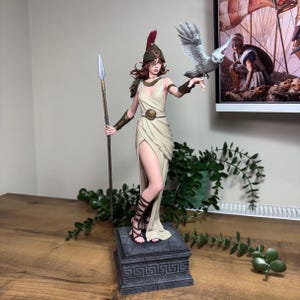 Greek Goddess Athena Statue | Greek Mythology Collectible | Hellenistic Art Decor | Female Fantasy Statue | Handmade Altar Decor