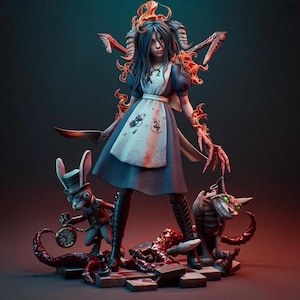 Estatua de Alice Liddell / American McGee Alice / Alicia en el país de las maravillas / Figura femenina de fantasía / Estatua coleccionable de Alice Madness Returns
