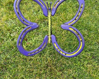 Handmade Metal Butterfly Garden Stake – Painted Steel Yard Art