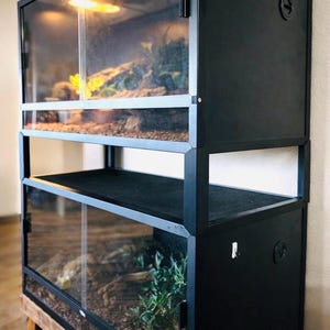 Risers installed on the dubia enclosures. Lots of room for ventilation, and room heat lamps.