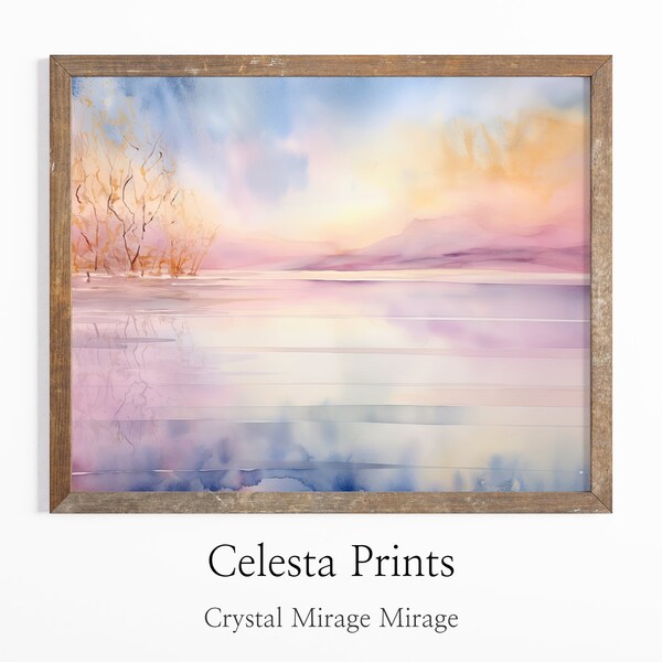 Crystal Mirage Mirage Watercolor Painting, Illusion Art, Surreal Decor, Downloadable Watercolor Art Printable