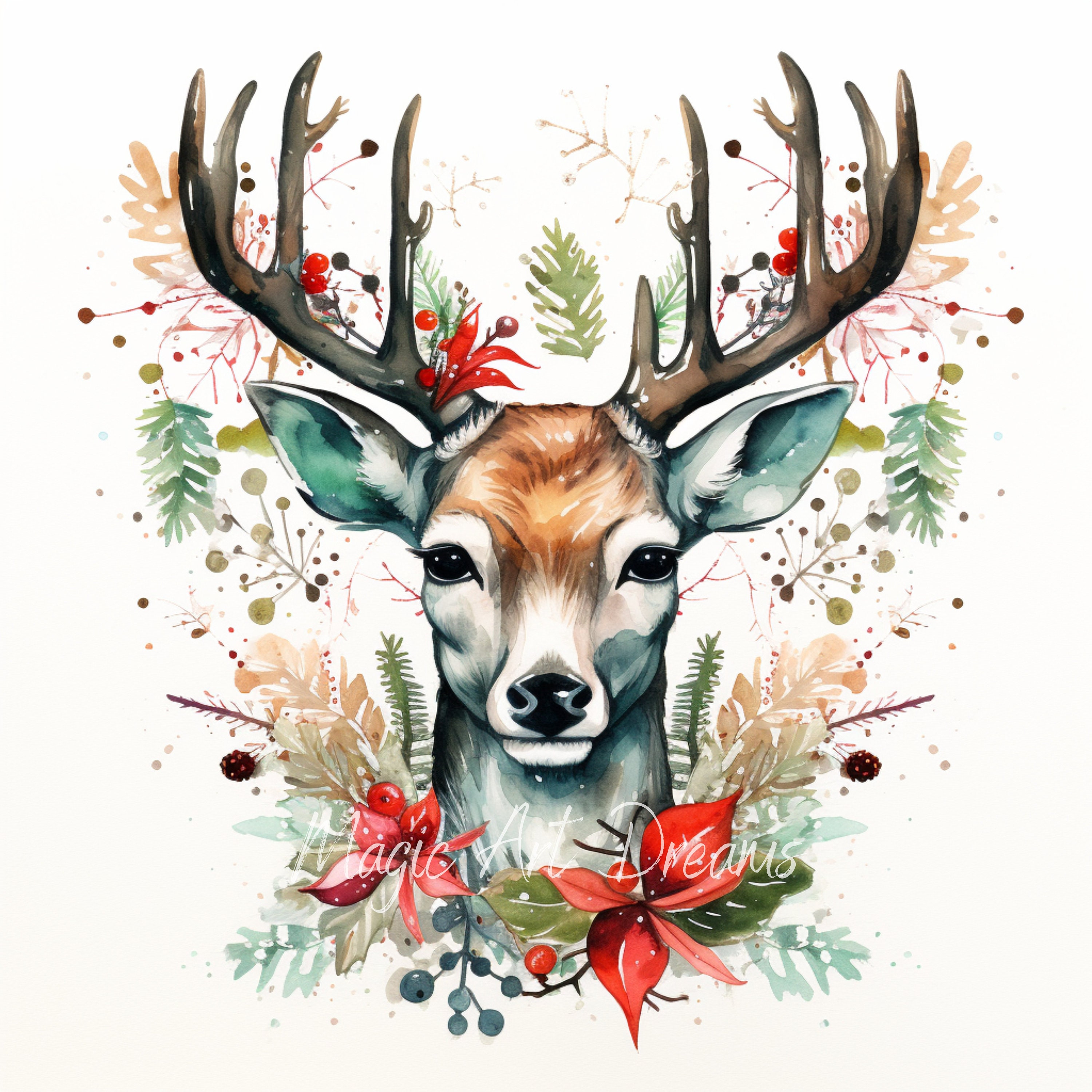 Christmas Deer Clipart 10 High Quality JPG, Merry Christmas, Digital ...