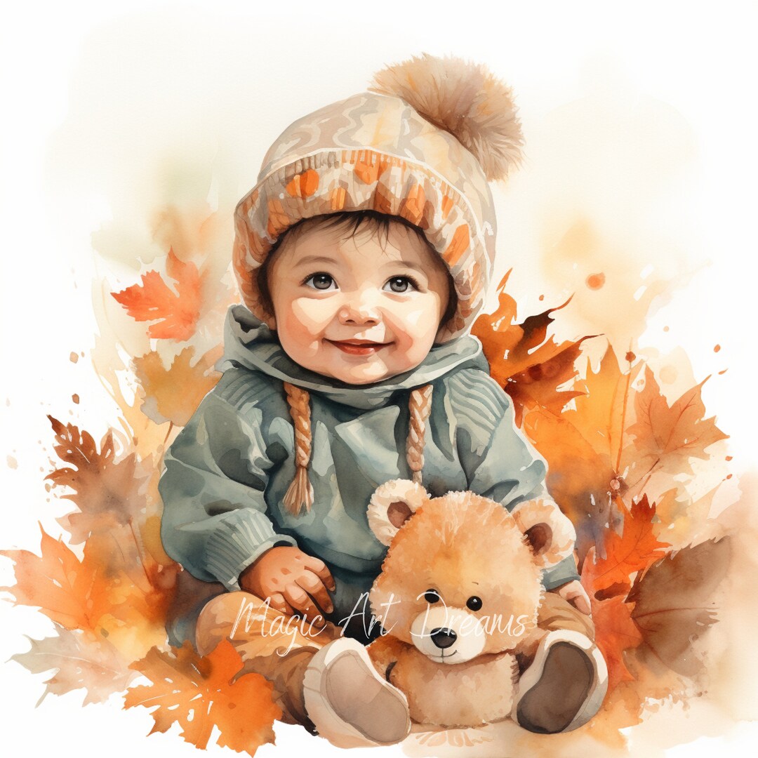 Baby Boy Clipart 17 High Quality JPG, Watercolor Baby Clipart