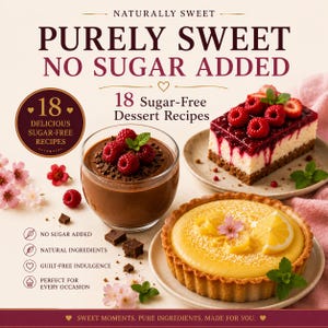 Sockerfri dessertkokbok i PDF-format | 18 hälsosamma recept | Digital nedladdning utan tillsatt socker