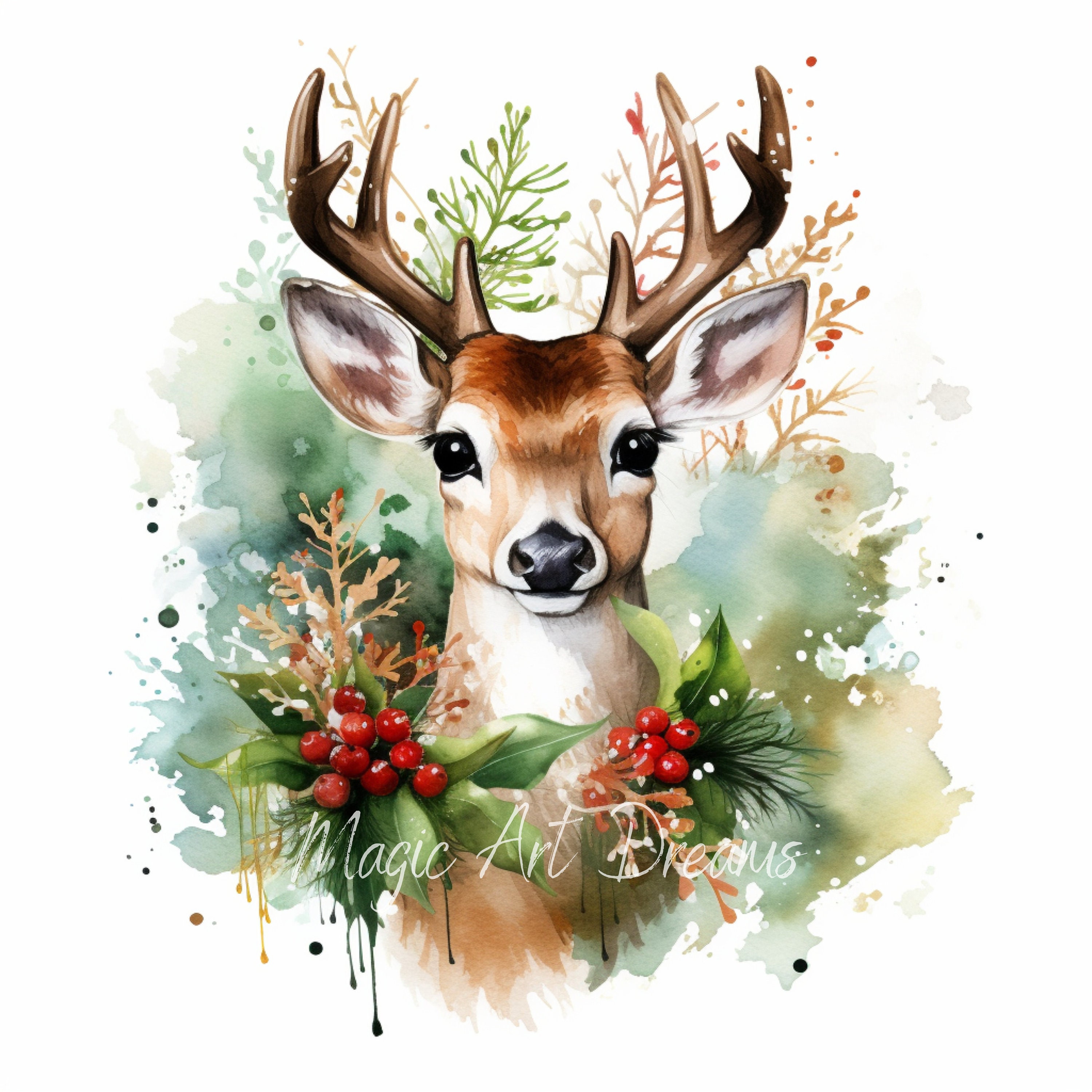 Christmas Deer Clipart 10 High Quality JPG, Merry Christmas, Digital ...