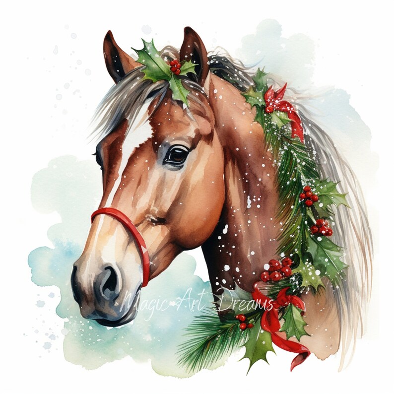 Christmas Horses Clipart Digital Download 17 High Quality Jpgs ...