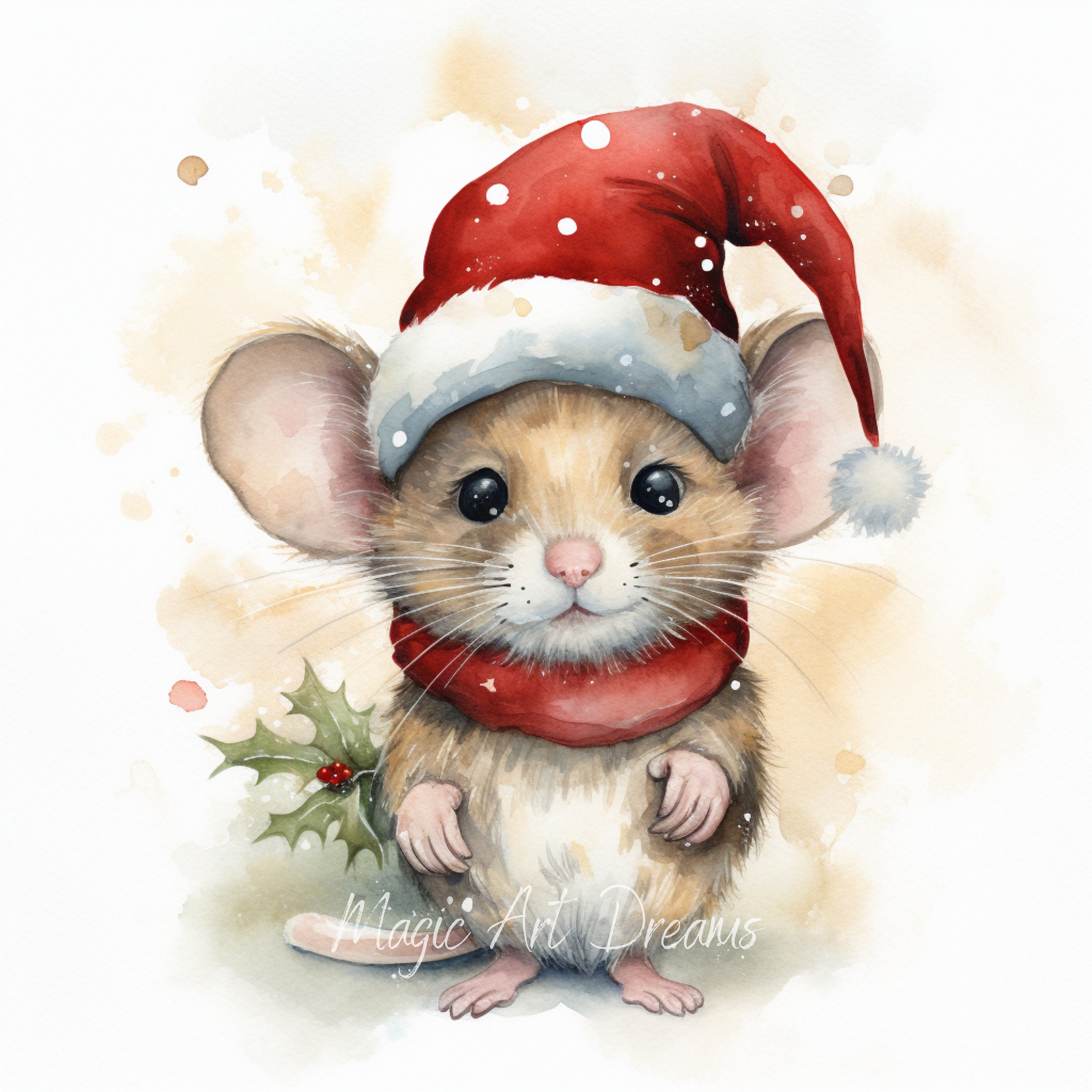 Christmas Mouse Clipart 14 High Quality JPG, Merry Christmas, Digital ...