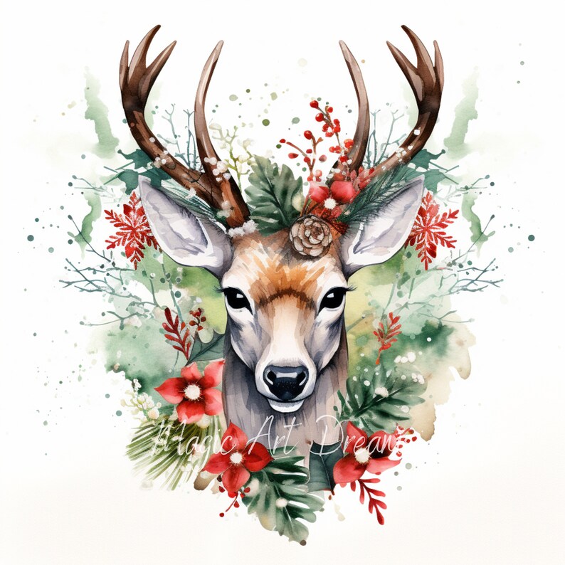 Christmas Deer Clipart 10 High Quality JPG, Merry Christmas, Digital ...
