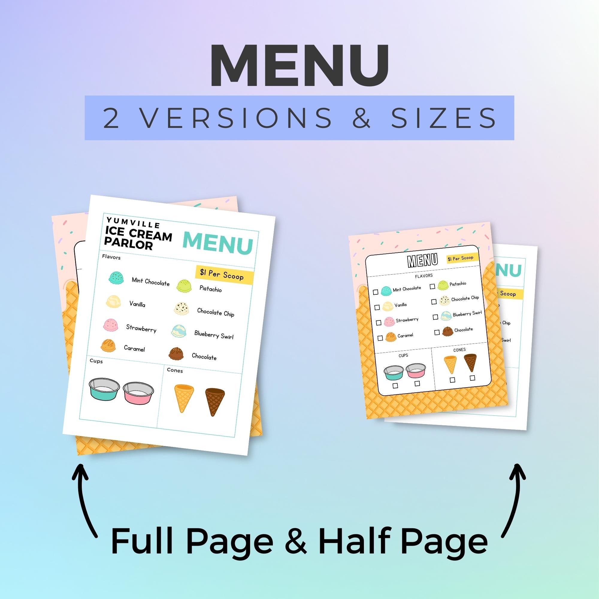 Ice Cream Pretend Play Printable, Dramatic Play With Food, OLL001 - Etsy