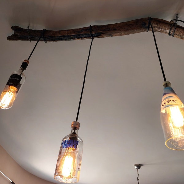 Cretan Driftwood & Bottle Pendant Light