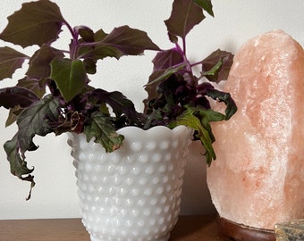 Vintage milk glass hobnail planter