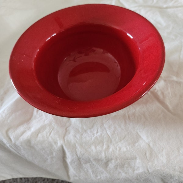 Pier One 1 Earthenware Bowls Red Wide Rimmed Cereal Soup Spain 6-3/4