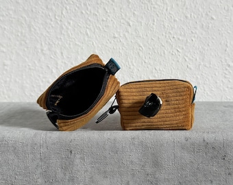Gassitaschen: Kotbeuteltasche und Leckerlitasche 8x3x3cm – Orange Cord – Futtertasche - Leckerlibeutel - Tasche für Hundeleckerlis