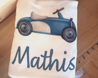 Baby Blanket - Vintage Blue Car