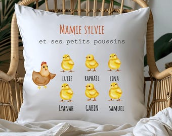 Personalized cushion - Grandma and her little chicks