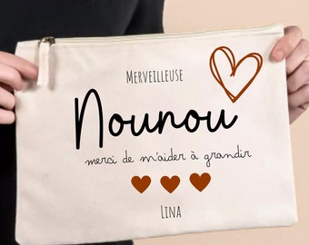 Cotton pouch - Teacher - Zipped pencil case Teacher gift idea - Personalized end-of-year gift - Teacher gift