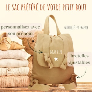 Sac à dos bébé en gaze de coton l Cadeaux de naissance bébé l sac personnalisé l sac à dos maternelle l sac à langer bébé