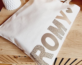 Leopard Name Tote Bag