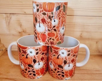 l White pumpkin autumn mug l kitchen decoration mug l Halloween and autumn mug