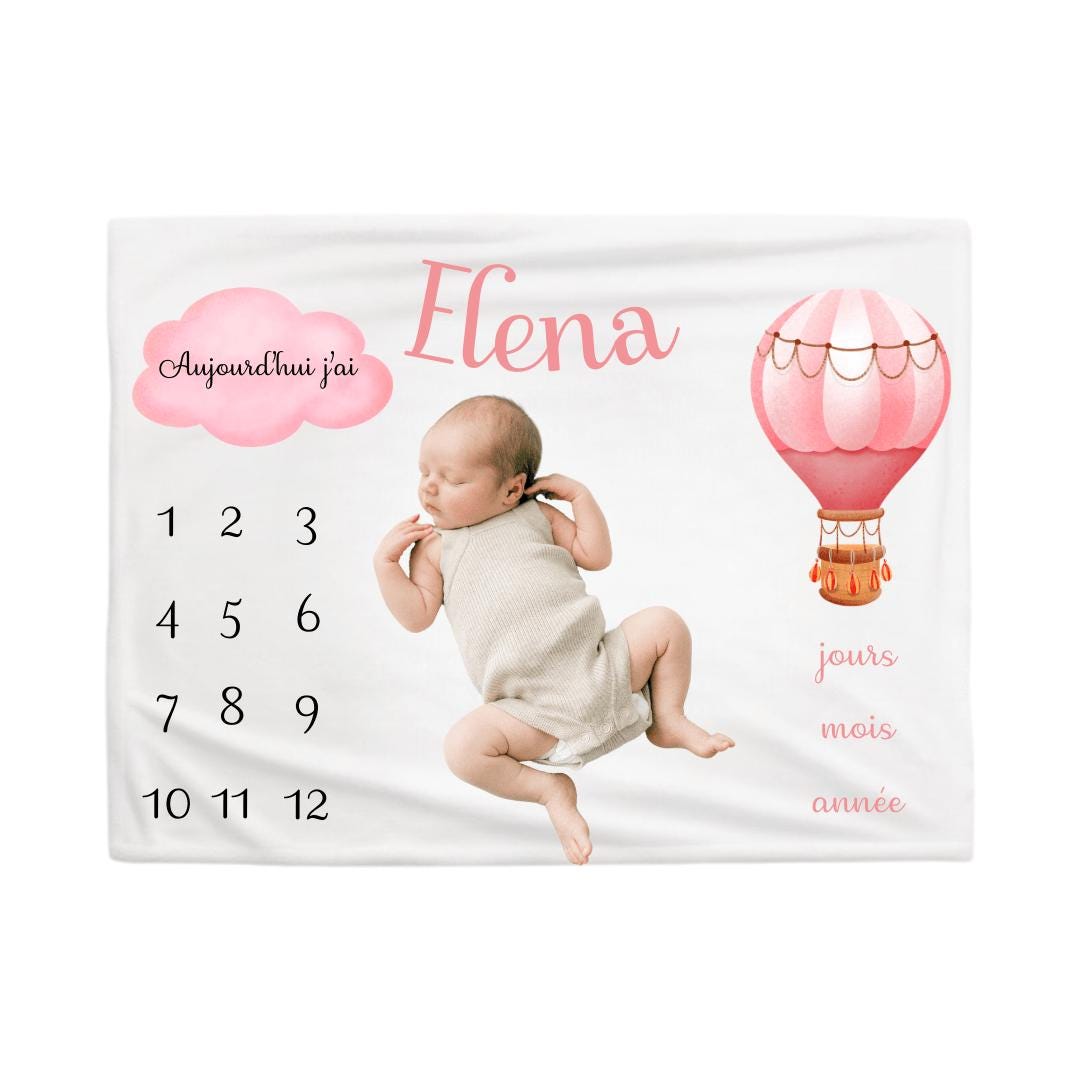 Pink Hot Air Balloon Baby Milestone Blanket - Etsy