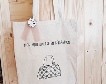 Tote bag vuitton en réparation- cadeau luxe - cadeaux femmes - maman fête des mères - imprimé vuitton