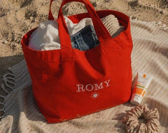 Personalized embroidered beach bag | XXL boho chic bag for summer | Gifts for Women