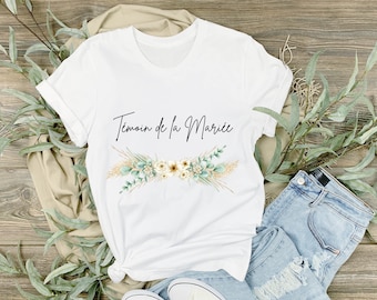 Tee Shirt EVJF personnalisé, Coupe classique Femme,  Couronne de fleurs, Modèle vert