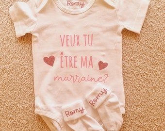 Body et chaussette bébé annonce marraine ou parrain - cadeaux naissance cadeaux marraine cadeaux parrain