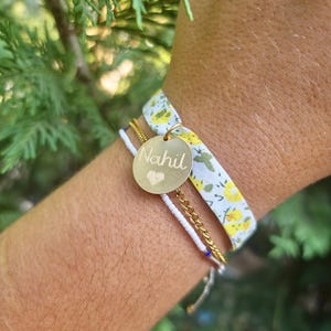 Personalized Gifts l Customizable bracelet - liberty style fabric / stainless steel first name