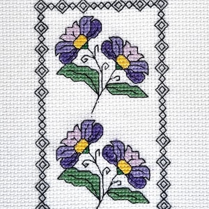 Purple flowers counted cross stitch kit for hobby and home decor for needlework and tapestry enthusiasts, perfect gift for her