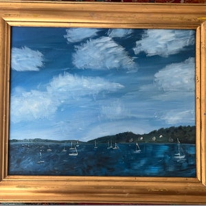 Boat Day in Maine original oil painting on canvas