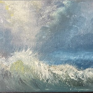 Crashing Waves oil on canvas board original painting, Folly Beach South Carolina