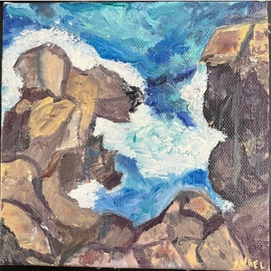 Maine Cliffs from Above oil on canvas original oil painting