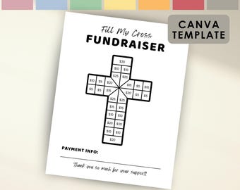 Fill My Cross Church Fundraiser Form for Church Camp, Pick a Date Donation Sponsorship, Mission Trip Fill In Fundraiser Editable Template