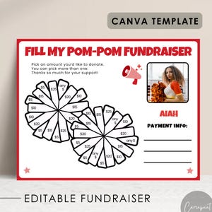 Fill My Pom Pom Fundraiser Form for Cheerleading Sponsor My Season, Fill My Pom Pom Editable Cheer Fundraiser Template, Canva Template