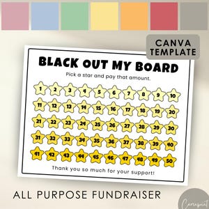 Szablon kalendarza zbiórki funduszy Black Out My Board, uniwersalny kalendarz zbiórki funduszy, wybierz datę, aby przekazać darowiznę, edytowalny szablon Canva