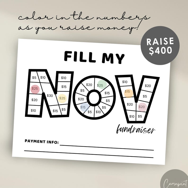 November Word Fill In Fill My Month November Fundraiser Black Out Board, November Calendar ...