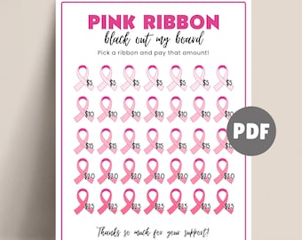 Cancer Fundraiser Fill My Ribbon Fundraiser, Pink Ribbon Pick a Date to Donate for Breast Cancer Flyer Editable Template, Cancer Awareness