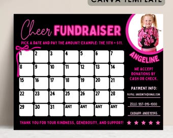 Cheer Fundraiser, Fill My Cheer Fundraiser Form for Cheerleading, Sponsor My Season, Color My Cheer Fundraiser Template, Editable in Canva