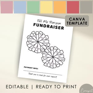 Fill My Pom Pom Fundraiser Form for Cheerleading Sponsor My Season, Fill My Pom Pom Editable Cheer Fundraiser Template, Canva Template