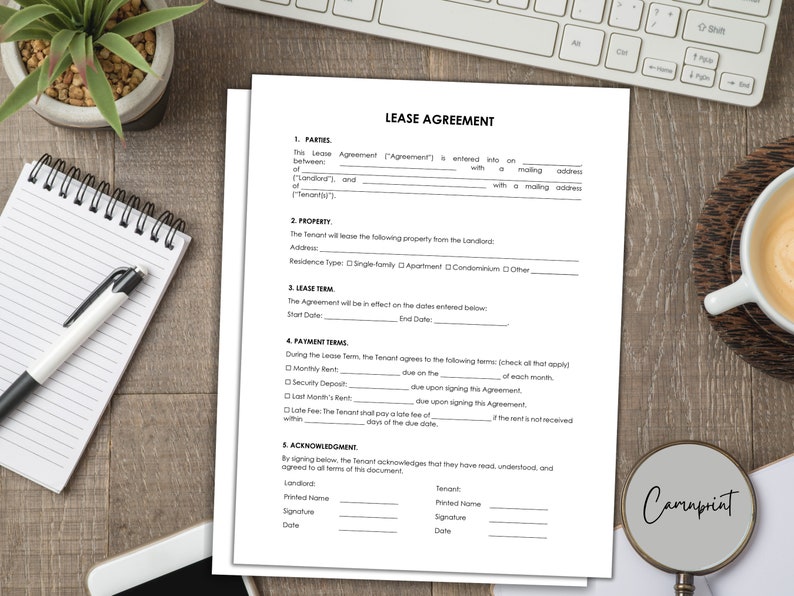 Simple One Page Lease Agreement - Il 794xN.5473195271 Gwjp 