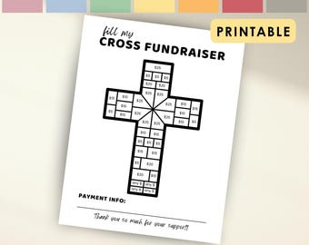 Fill My Cross Church Fundraiser Form for Church Camp, Pick a Date Donation Sponsorship, Mission Trip Fill In Fundraiser Printable Fundraiser