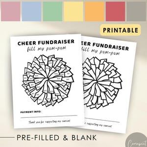 Cheer Fundraiser Fill My Pom Pom Fundraiser Form Printable Fundraiser Form for Cheerleading Sponsor My Season Color My Pom Pom Printable PDF