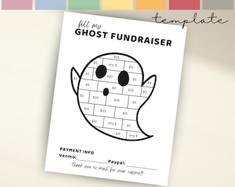 Halloween Fundraiser for School Fundraiser, Halloween Fundraiser Flyer Color My Ghost, Fill My Ghost Printable & Editable Template in Canva